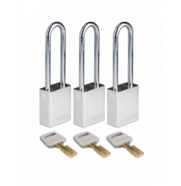 Kłódki SafeKey – aluminiowe (3szt.), ALU-SLV-76ST-KA3PK, srebrne