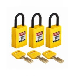 Kłódki SafeKey – kompaktowe (3szt.), CPT-YLW-25PL-KA3PK, żółte