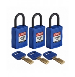 Kłódki SafeKey – kompaktowe (3szt.), CPT-BLU-25PL-KA3PK, niebieskie