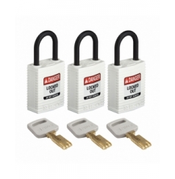 Kłódki SafeKey – kompaktowe (3szt.), CPT-WHT-25PL-KA3PK, białe