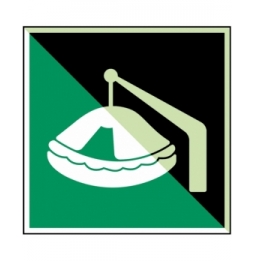 Tratwa ratunkowa wodowana żurawikiem – ISO 7010, E/E039/NT-PP-PHOLUMC-200X200/1-B