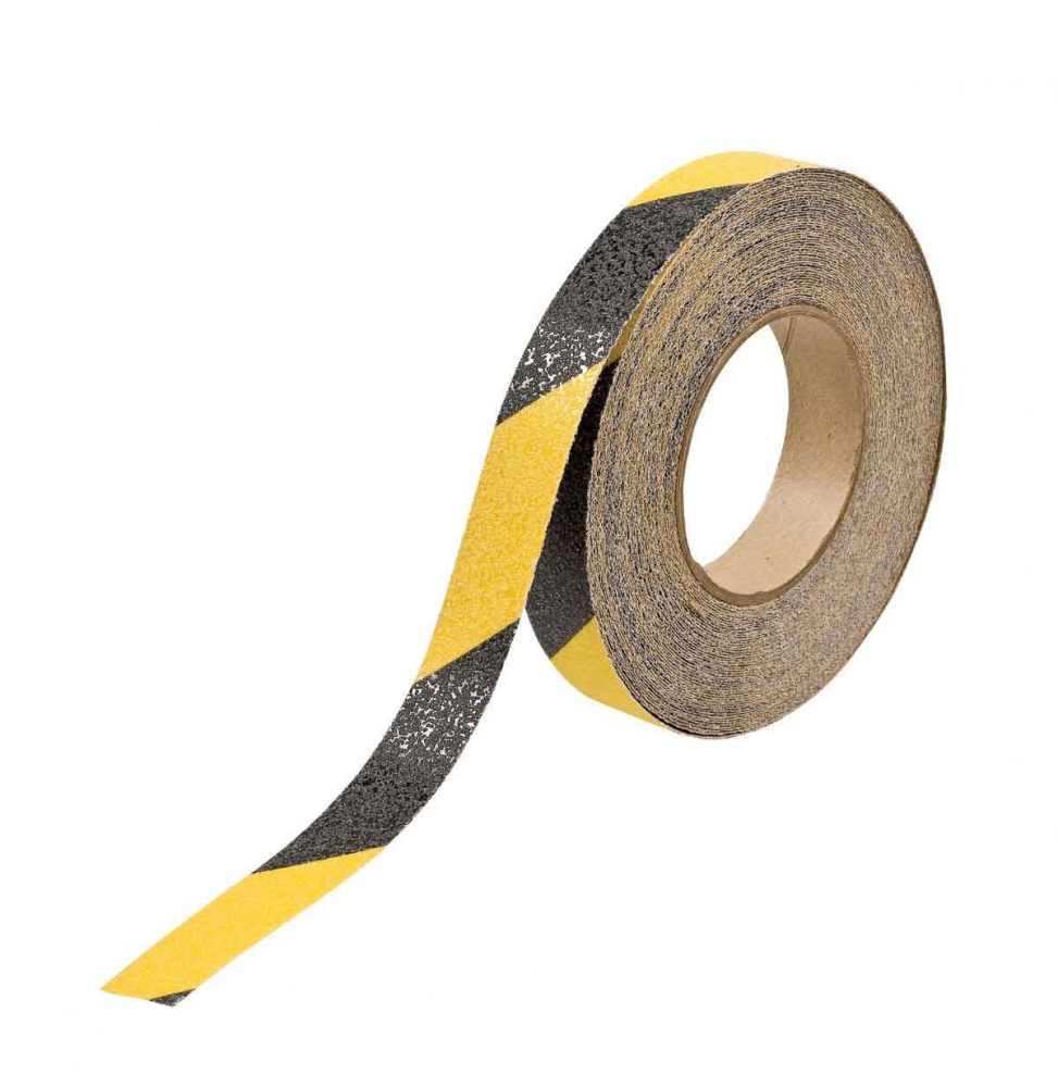 Taśma antypoślizgowa laminowana poliestrowa czarna, żółta STRIPED ANTI-SKID TAPE wym. 25.40 mm x 18.29 m