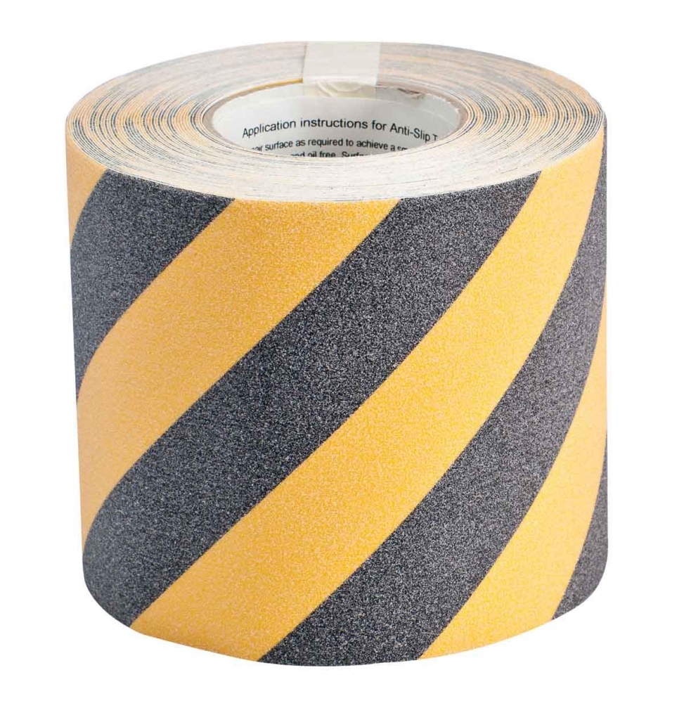 Taśma antypoślizgowa laminowana poliestrowa czarna, żółta STRIPED ANTI-SKID TAPE 2 wym. 152.40 mm x 18.29 m