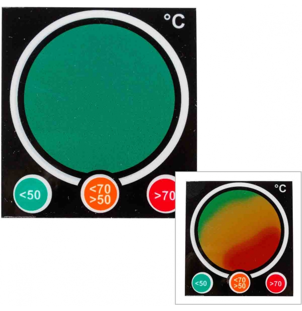 Etykiety temperaturowe poliestrowe z nadrukiem zielone, pomarańczowe, czerwone TIL-10-50C-70C wym. 48.01 mm x 52.07 mm, 10 szt.