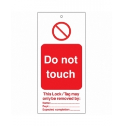 Tagout: Zawieszki ostrzegawcze (10szt.), TAG-E-DO NOT TOUCH-50X110M