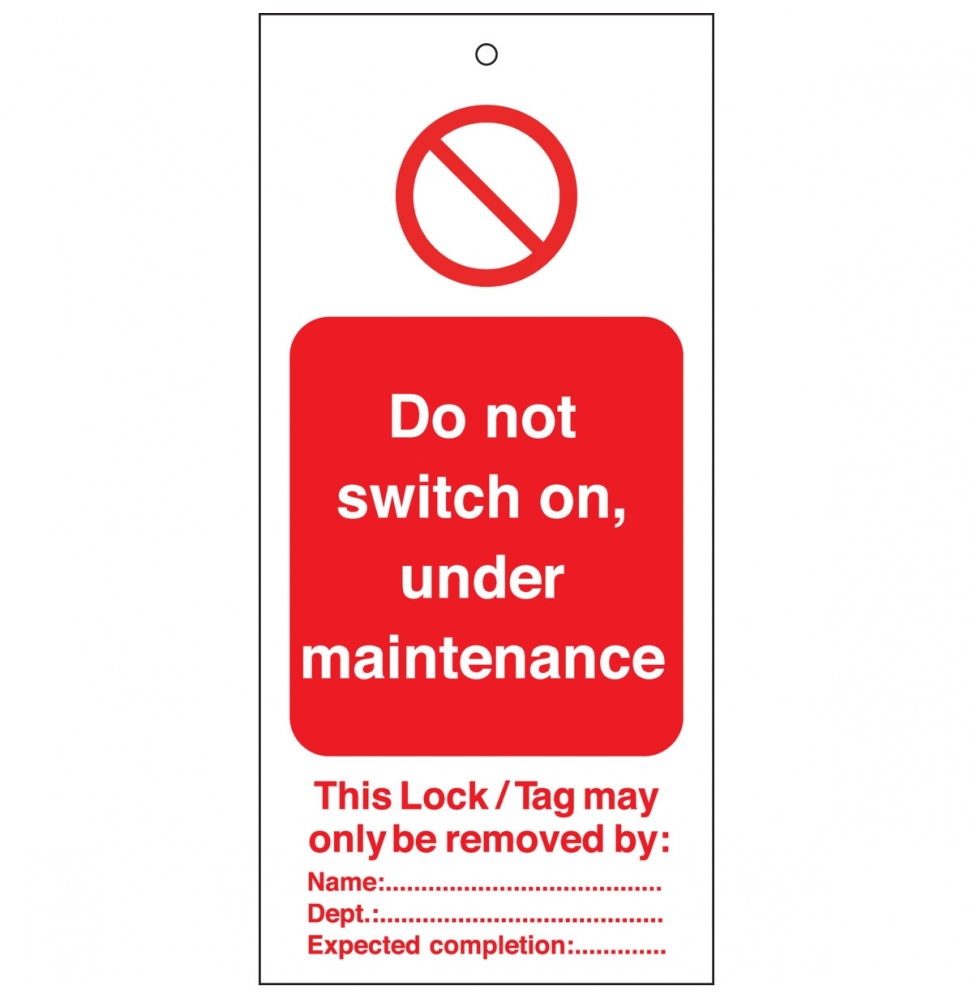 Tagout: Zawieszki ostrzegawcze (10szt.), LOCKOUT TAG DO NOT SWITCH ON 50X110M