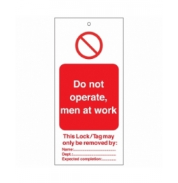 Tagout: Zawieszki ostrzegawcze (10szt.), TAG-E-DO NOT OPERATE, MEN AT WORK-50X110.