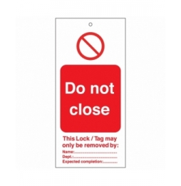 Tagout: Zawieszki ostrzegawcze (10szt.), TAG-E-DO NOT CLOSE-50X110M