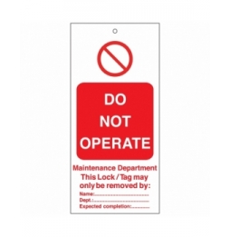 Tagout: Zawieszki ostrzegawcze (10szt.), TAG-E-DO NOT OPERATE-50X110M