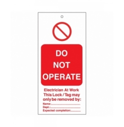 Tagout: Zawieszki ostrzegawcze (10szt.), TAG-E-DO NOT OPERATE-50X110M