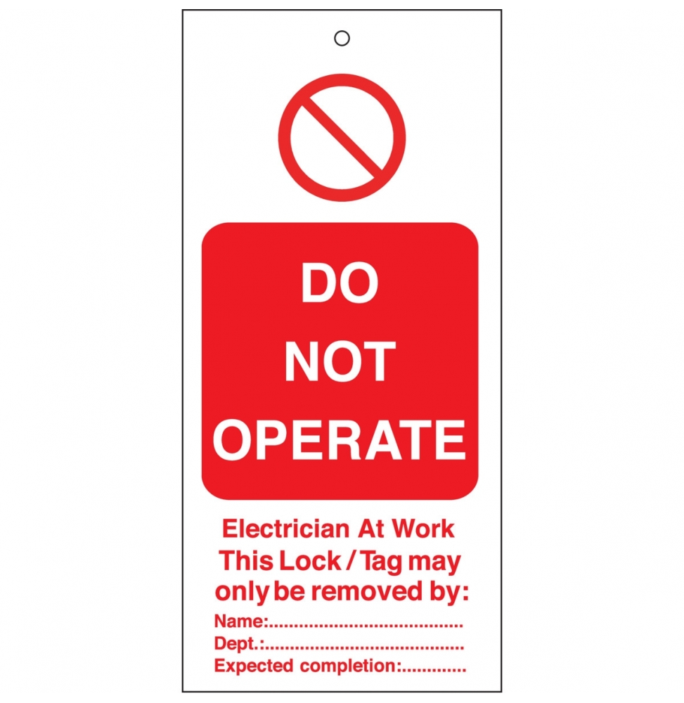 Tagout: Zawieszki ostrzegawcze (10szt.), TAG-E-DO NOT OPERATE-50X110M