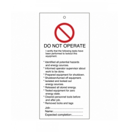 Tagout: Zawieszki ostrzegawcze (10szt.), TAG-E-DO NOT OPERATE-110*50.