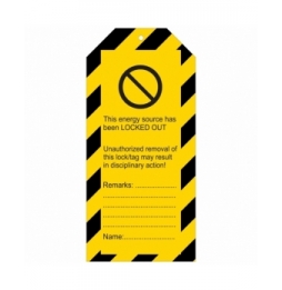 Tagout: Zawieszki ostrzegawcze (10szt.), TAG-E-A LIFE IS ON THE LINE-50X110M