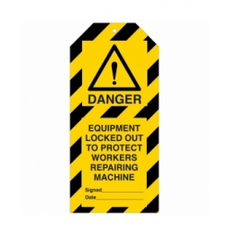 Tagout: Zawieszki ostrzegawcze (10szt.), TAG-E-EQ.LO T PROT.WORK.REP.MACH.-50X110.