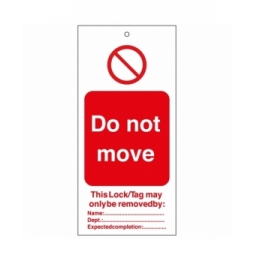 Tagout: Zawieszki ostrzegawcze (10szt.), TAG-E-DO NOT MOVE-75X160M