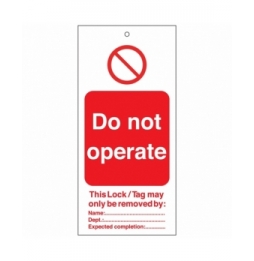 Tagout: Zawieszki ostrzegawcze (10szt.), DO NOT OPERATE 75X160MM TAG