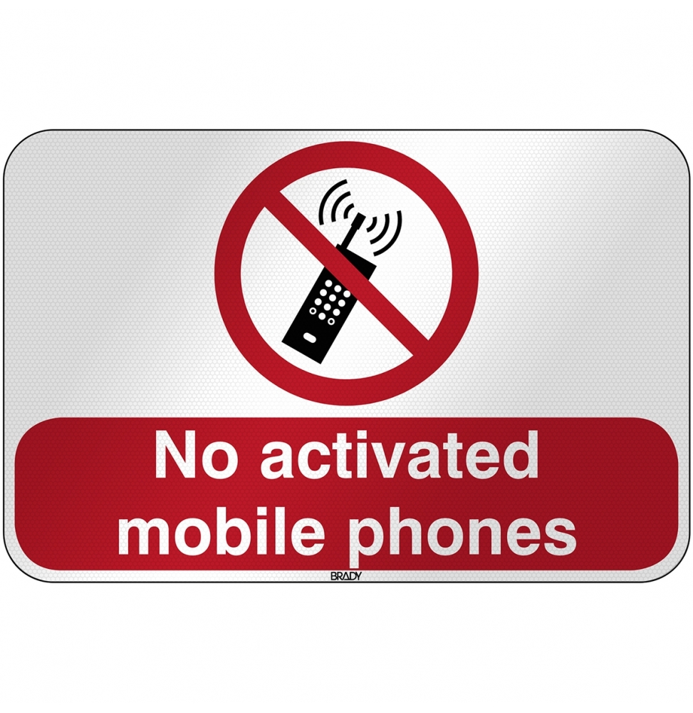Znak bezpieczeństwa ISO - Zakaz używania telefonów komórkowych, P/P013/EN207/RFL-590X390-1